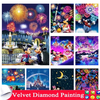 Disney Full Diamond Painting Cartoon Minnie Mickey Mouse Moon Castle 5D Mosaic DIY siuvinėjimo namų dekoro dovana Full Round art 214 - Nuotrauka 1  