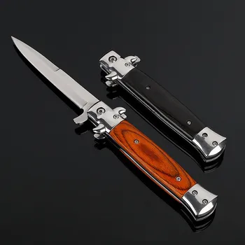 9'' Damaskas 440C plienas + medinė rankena kišeninis peilis lauke nešiojamas sulankstomas peilis peilis kempingas medžiokliniai išgyvenimo peiliai įrankiai - Nuotrauka 2  