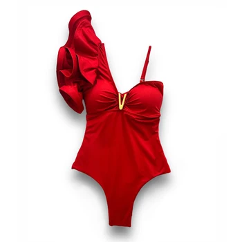 2024 Naujas seksualus raukinys Vientisas maudymosi kostiumėlis Moteriški maudymosi kostiumėliai V kaklo maudymosi kostiumėliai Paplūdimio maudymosi kostiumėliai Dėvėti Swim Maillot de Bain Monokini - Nuotrauka 1  