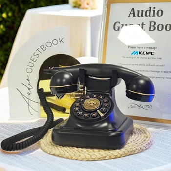 Unikalus dizainas Antikvarinė garso svečių knyga Telefono įrašymas Garsas Balso įrašymas Telefonas vestuvėms - Nuotrauka 1  