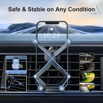 Universalus automobilio oro išleidimo mobiliojo telefono palaikymas Pasukti rutulinį pagrindą Aliuminio lydinio sulankstomas gravitacijos laikiklis, skirtas iPhone 15 Xiaomi - Nuotrauka 2  