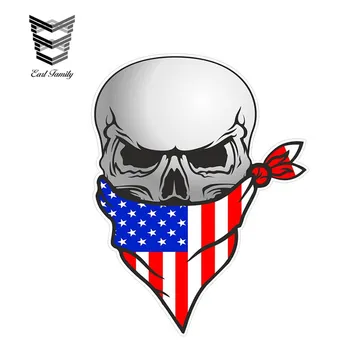EARLFAMILY gotikinio baikerio pirato kaukolė su veidu Bandana Amerikos žvaigždės juostelės JAV vėliavos motyvas Išoriniai vinilinių automobilių lipdukai - Nuotrauka 1  