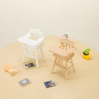 1:12 Lėlių namelis Mini valgomasis Aukšta kėdė Kūdikių valgomojo kėdės modelis Virtuvės baldų aksesuaras Lėlių namų dekoro apsimetinėjimo žaislui - Nuotrauka 2  
