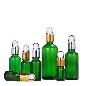 Stiklinis buteliuko lašintuvas 15vnt ryškiai žalios spalvos 5ML ~ 100ML kosmetinė eterinių aliejų esencija su gėlių krepšelio dangčiu stiklinis indas - Nuotrauka 1  