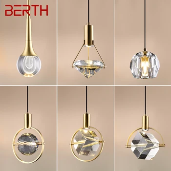 BERTH Nordic Brass pakabinamas šviestuvas LED modernus tiesiog kūrybingas vintažinis krištolo šviestuvas namų valgomojo miegamajame - Nuotrauka 1  