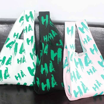 Moterų stilinga nėrimo liemenės formos mazgo maišelio krepšys 2023 m. kasdienis korėjiečių madingas megztas vidutinio dydžio erdvus audinys Pirkėjo rankinis krepšys - Nuotrauka 1  