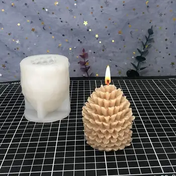 3D Kankorėžių žvakių formos Mielos kalėdinės pušies silikoninės formos vaisių želė ledai Naminiai 