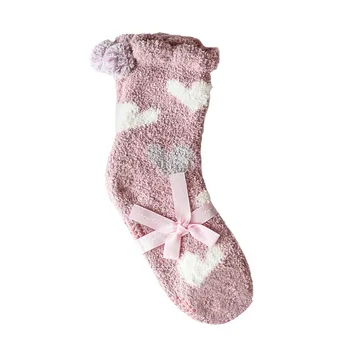 Coral Velvet moteriškos kojinės yra mielos ir saldžios. Žieminės sutirštintos vidutinio vamzdžio kojinės Grindys Kojinės Kojinės Kojinės - Nuotrauka 1  