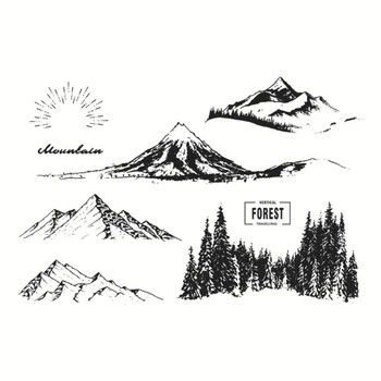 Snow Mountain Clear Stamps for Card Making Scrapbooking Card Making Transparent Dropship - Nuotrauka 1  