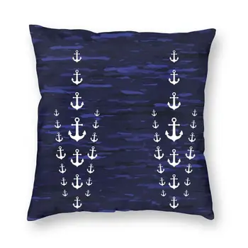 Navy Blue Camo su inkarų pagalvėlės užvalkalu 40x40 dekoravimo spausdinimas Jūrinis buriavimas Jūreivio mesti pagalvės dėklas automobiliui iš dviejų pusių - Nuotrauka 1  
