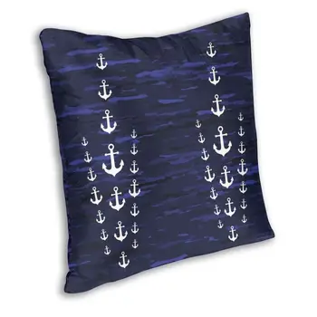 Navy Blue Camo su inkarų pagalvėlės užvalkalu 40x40 dekoravimo spausdinimas Jūrinis buriavimas Jūreivio mesti pagalvės dėklas automobiliui iš dviejų pusių - Nuotrauka 2  