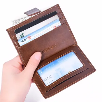 Vyrai Mažos kortelės vairuotojo pažymėjimas Trumpa piniginė Banko dovana Itin plonas viso gabalo šlifuotas PU odinis zip monetų piniginės kortelių laikiklis - Nuotrauka 2  