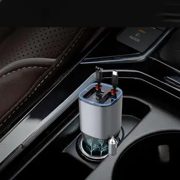 Greitas automobilinis įkroviklis 5 in 1 išmanusis automobilio mobiliojo telefono įkroviklis su dviem ištraukiamais laidais LED įtampos ekranas Automobilio difuzorius Protingas automobilis - Nuotrauka 2  