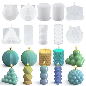 Silikoninės epoksidinės dervos formos trimatis polka-taškas, cilindrinis žibintas, apvalus rutulys, Rubiko kubas, burbulinė žvakė, naujas atvykimas - Nuotrauka 1  