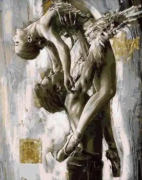 Šokanti pora Aliejinė tapyba ant drobės su rėmeliu Baleto mergina Mazginis plakatas Atspaudai Abstraktus paveikslas Svetainės dekoras - Nuotrauka 2  