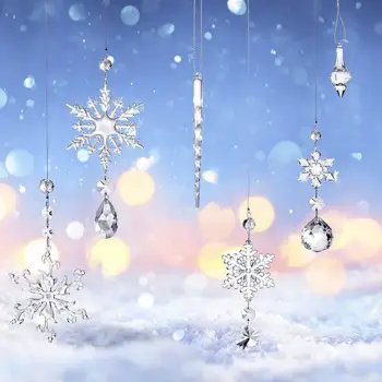 Žiemos teminis vakarėlio dekoravimas Putojančių snaigių papuošalai 16vnt Saulės gaudyklės Kalėdų eglutės namų sodo dekoravimui Daugkartinio naudojimo - Nuotrauka 1  