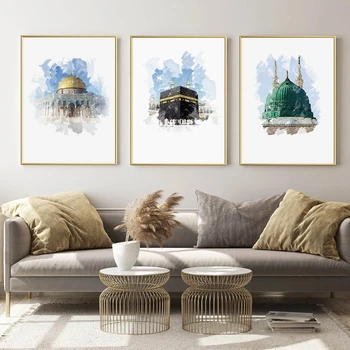 Abstrakčios islamo mečetės kupolas Roko šventyklos plakatai Šiuolaikinė drobė Tapyba Sienų menas Spausdinti Paveikslėlis Svetainės interjeras Namų dekoras - Nuotrauka 1  