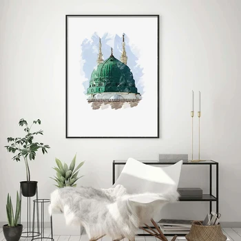 Abstrakčios islamo mečetės kupolas Roko šventyklos plakatai Šiuolaikinė drobė Tapyba Sienų menas Spausdinti Paveikslėlis Svetainės interjeras Namų dekoras - Nuotrauka 2  