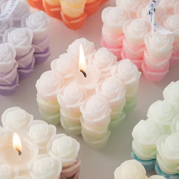 Kambario dekorai Estetinis gėlių burbulas Kvadratinės žvakės Individualios vestuvinės žvakės Kūrybiniai suvenyrai vestuvių svečiams Rekvizitų fotografavimas - Nuotrauka 1  