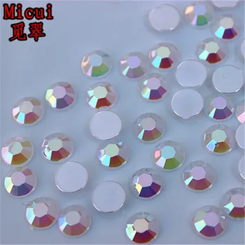 Micui 100PCS 6mm Jelly Crystal AB Round Flat Back 3D nagų dailė Akrilo rhinestones Pasidaryk pats ne karštosios pataisos dekoracijoms MC364 - Nuotrauka 2  