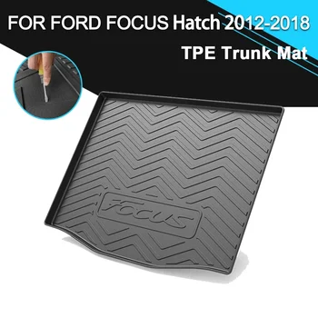 Automobilio galinio bagažinės dangčio kilimėlis Neslidus vandeniui atsparus guminis TPE krovininis įdėklas Priedai Ford Focus Hečbekui 2012-2018 - Nuotrauka 1  