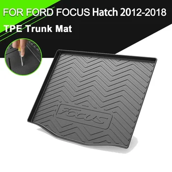 Automobilio galinio bagažinės dangčio kilimėlis Neslidus vandeniui atsparus guminis TPE krovininis įdėklas Priedai Ford Focus Hečbekui 2012-2018 - Nuotrauka 2  