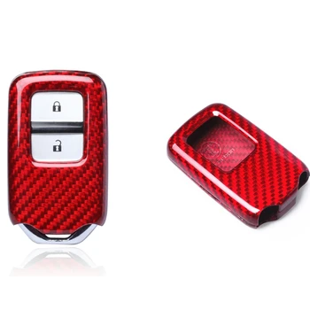 Carbon Fiber Auto Remote Smart Car Key Fob Cover Case Keychain Shell Finish For Honda Odyssey CR-V Ridgeline Pilot 2015-2017 - Nuotrauka 2  