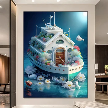 pasidaryk pats 5D deimantų tapyba Burlaivis Deimantų siuvinėjimas Laivo kryžminis dygsnis Visas apvalus kvadratinis grąžtas Mozaikos meno namų dekoro dovana A135 - Nuotrauka 2  