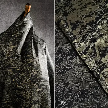Auksinės bangos lavos paprastas žakardo audinys Paauksuotas retro kinų stiliaus Hanfu kelnės Qipao Mados dizainerio audinys - Nuotrauka 1  