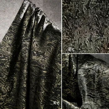 Auksinės bangos lavos paprastas žakardo audinys Paauksuotas retro kinų stiliaus Hanfu kelnės Qipao Mados dizainerio audinys - Nuotrauka 2  