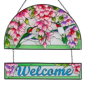 Kolibrių vitražų pakabinimas Vitražai su grandininėmis kolibrių langų kabeliais ornamentas - Nuotrauka 1  