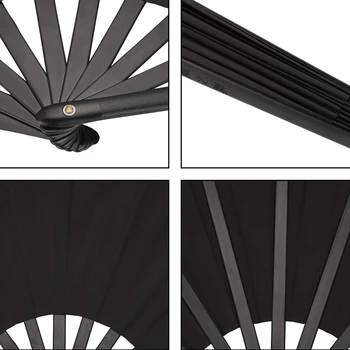 10 vienetų didelis sulankstomas ventiliatorius nailoninis audinys rankinis sulankstomas ventiliatorius kinų kung fu tai chi ventiliatorius juodas dekoravimo sulankstomas rankinis ventiliatorius - Nuotrauka 2  