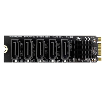 M.2 NGFF B-Key Sata To SATA 5 prievado išplėtimo kortelė 6Gbps išplėtimo kortelė JMB585 mikroschemų rinkinys palaiko SSD ir HDD - Nuotrauka 1  