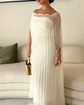 Puošnūs karoliukai 2 dalių prom suknelės 2023 Organza Pleat Loose Arabia Moterų vakarinės suknelės Oficiali vakarėlių suknelė Išpardavimas Reklama - Nuotrauka 2  