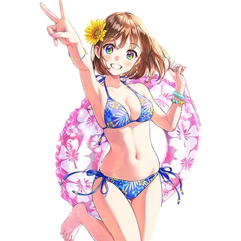 Trys rateliai CA29 kawaii Bikinio mergina PVC Anime Automobilio etiketė Nešiojamas kompiuteris Mobilusis telefonas Sienos lipdukas Decal - Nuotrauka 1  