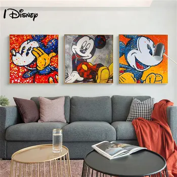 Disney Anime Mickey Mouse Donald Duck drobė Tapyba Graffiti Pop Art Plakato atspaudas ant sienos Paveikslėlis Svetainės namų dekoras - Nuotrauka 1  