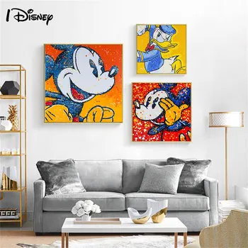 Disney Anime Mickey Mouse Donald Duck drobė Tapyba Graffiti Pop Art Plakato atspaudas ant sienos Paveikslėlis Svetainės namų dekoras - Nuotrauka 2  