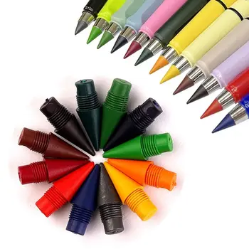 12vnt 12 spalvų Amžinas pieštukas Nib meno eskizas keičiamas pieštuko antgalis Amžinas pieštuko keitimas Galvos rašymo priedai - Nuotrauka 1  