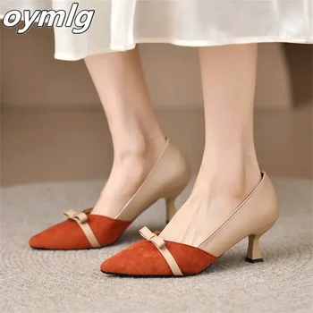 Elegantiško temperamento spalva, deranti prie lanko mazgo moteriški batai Nauji 2024 m. pavasario ploni vidutinio kulno smailūs vienbačiai batai moterims - Nuotrauka 2  