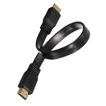 Short HDMI Male to Male Plug Flat Cable Cord Full HD garso vaizdo HDTV televizoriui - Nuotrauka 1  