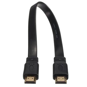 Short HDMI Male to Male Plug Flat Cable Cord Full HD garso vaizdo HDTV televizoriui - Nuotrauka 2  