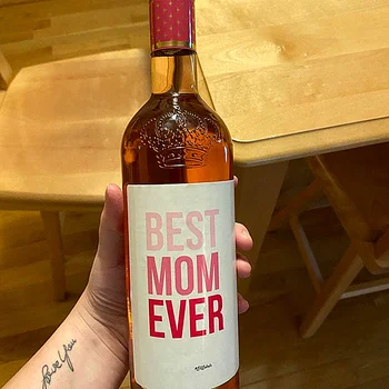 Individuali Motinos dienos vyno butelio etiketė,Suasmeninkite geriausią visų laikų mamą,Rožinė juokinga miela dovanų idėja,Baro krepšelis Motinos dienos dovana mamai - Nuotrauka 2  