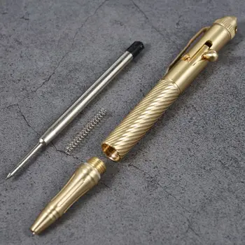 Solid Handmade Brass Gel Ink Pen Retro Twist Pattern Bolt Action Writing Tool W8ED - Nuotrauka 1  