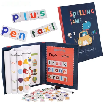 Vaikai Magnetinė rašyba Žodžių knygos Vaikai Montessori žaidimas Mokymasis Švietimas Anglų kalbos rašymas Mokymo priemonės Abėcėlė Mediniai žaislai - Nuotrauka 1  
