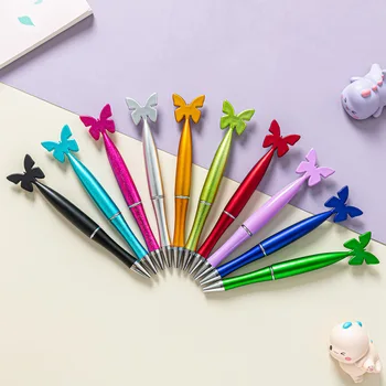 8Pcs Butterfly Tušinukas Sign Pen Rotary Ball Point Pens Office School Supplies Children Student Prize - Nuotrauka 2  