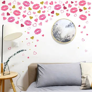 Day Valentino meilės dekoratyvinis spausdinimo kambarys Sienų lipdukai Miegamasis Leopardas Lipnus Creative Red ant sienos miegamajam - Nuotrauka 1  