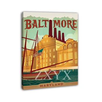 America City Baltimore Maryland Classic Retro Vintage Framed Poster Print Home Decor Wall Art Painting Oil Canvas - Nuotrauka 1  