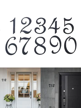 Juodi durų numeriai 0~9 70mm Modernus namo numeris Lipnus poliruotas kietas namas Plokščias butas ABS derva Pašto dėžutė Adreso ženklas - Nuotrauka 1  