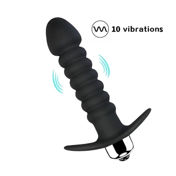 10 Vibracijos Analiniai karoliukai Dildo kištukas Vibratorius Sekso įrankis Malonumo žaislai Moterims Vyrai Buttplug Dilator Klitoris Makšties stimuliacija - Nuotrauka 1  
