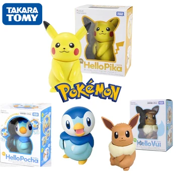 Original TAKARA TOMY Pokémon Hello Pika Hello Pocha Vui Interaktyvūs žaislai Kišeniniai monstrai Eevee Pikachu vaikų kalėdinė dovana - Nuotrauka 1  